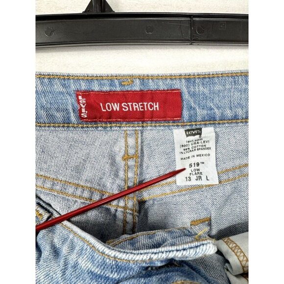 Vintage Levis 519 Low Flare Leg Jeans 13L Jr 35x32 Blue Stretch Light Wash Y2K - Picture 5 of 10